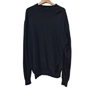 Neiman Marcus Sweater Men Size Large Navy Blue Italy Minimalist Classic READ